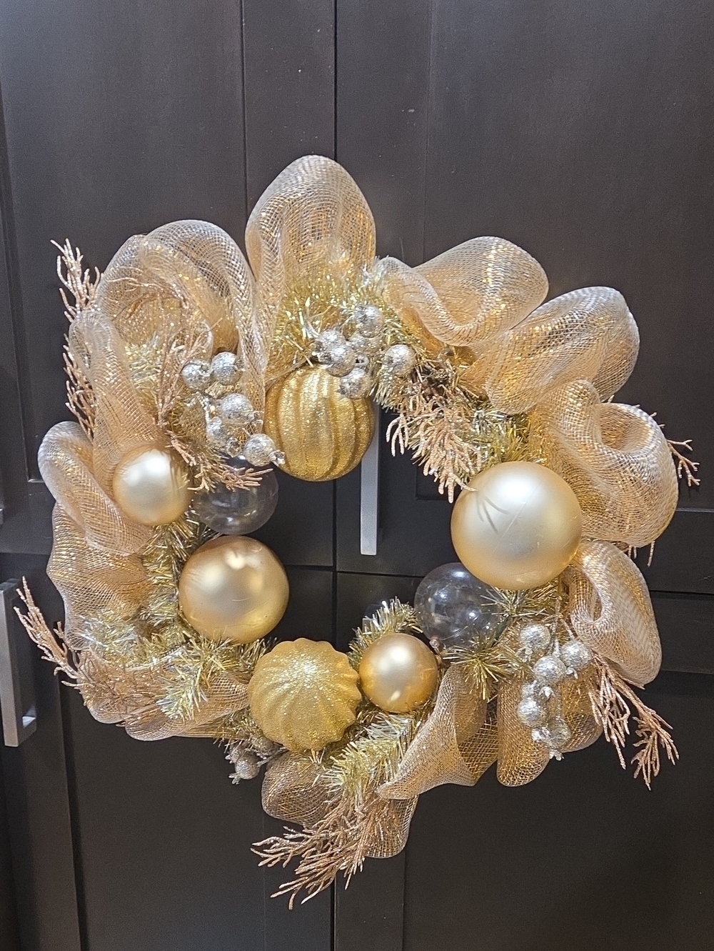 Holiday Gold Mesh Decorative Wreath - Home Holiday